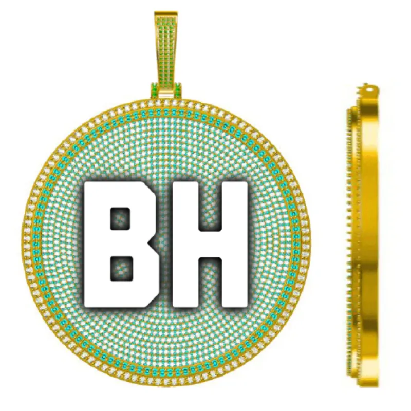 CUSTOM LETTER NECKLACE 3D BIG DISC sold by The GUU Shop