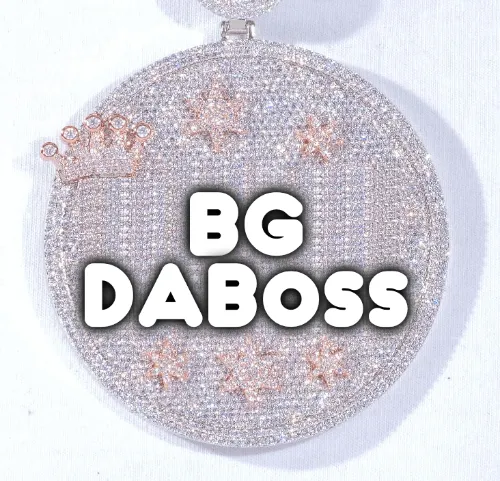 CUSTOM LETTER NECKLACE 3D BIG CROWN DISC sold by The GUU Shop