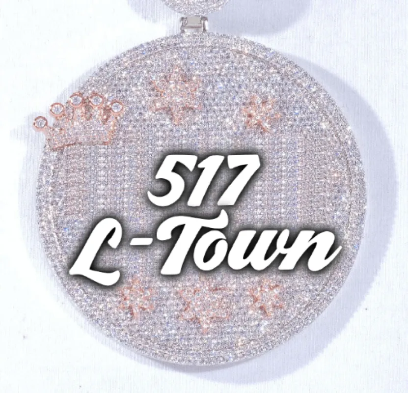 CUSTOM LETTER NECKLACE 3D BIG CROWN DISC sold by The GUU Shop