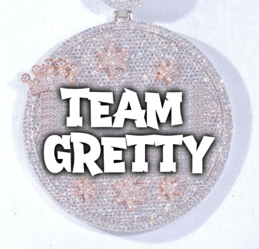 CUSTOM LETTER NECKLACE 3D BIG CROWN DISC sold by The GUU Shop