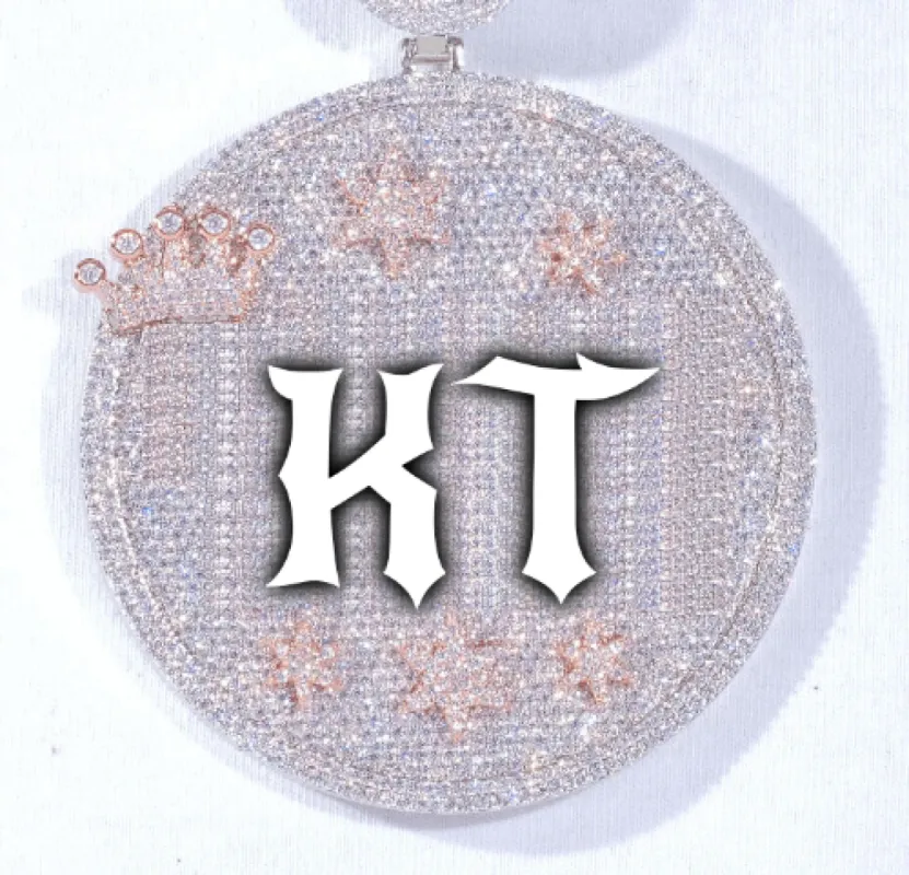 CUSTOM LETTER NECKLACE 3D BIG CROWN DISC sold by The GUU Shop
