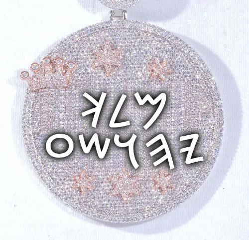 CUSTOM LETTER NECKLACE 3D BIG CROWN DISC sold by The GUU Shop