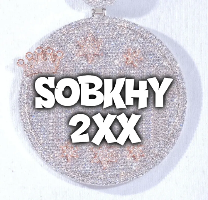 CUSTOM LETTER NECKLACE 3D BIG CROWN DISC sold by The GUU Shop