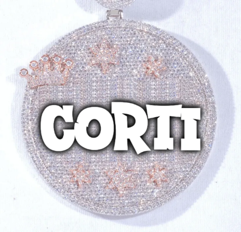 CUSTOM LETTER NECKLACE 3D BIG CROWN DISC sold by The GUU Shop