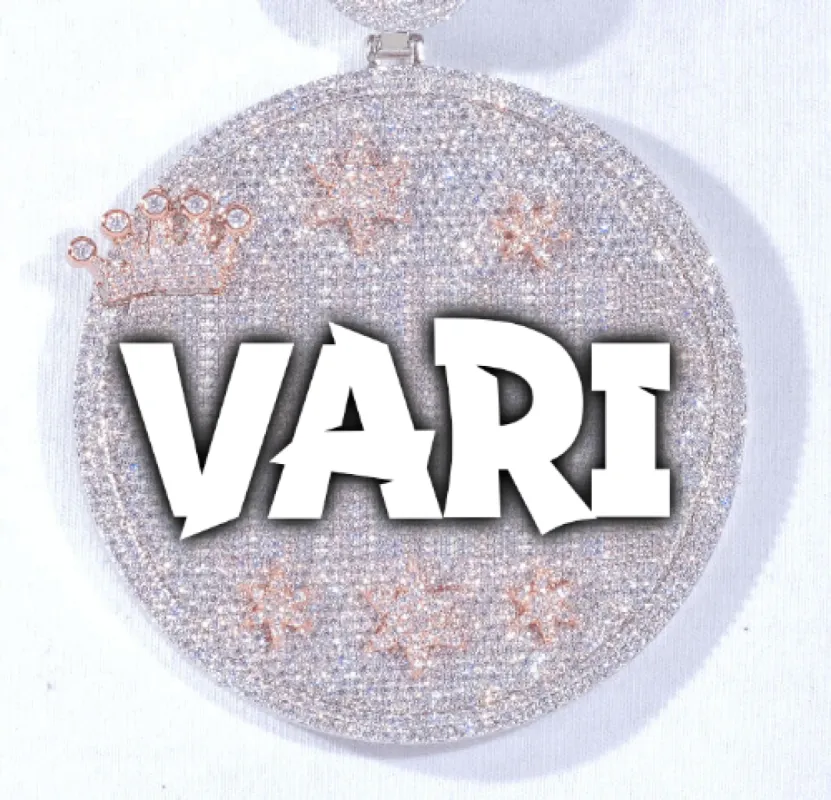 CUSTOM LETTER NECKLACE 3D BIG CROWN DISC sold by The GUU Shop