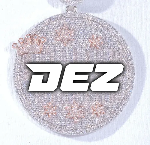 CUSTOM LETTER NECKLACE 3D BIG CROWN DISC sold by The GUU Shop