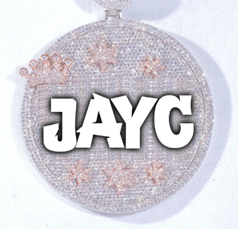 CUSTOM LETTER NECKLACE 3D BIG CROWN DISC sold by The GUU Shop
