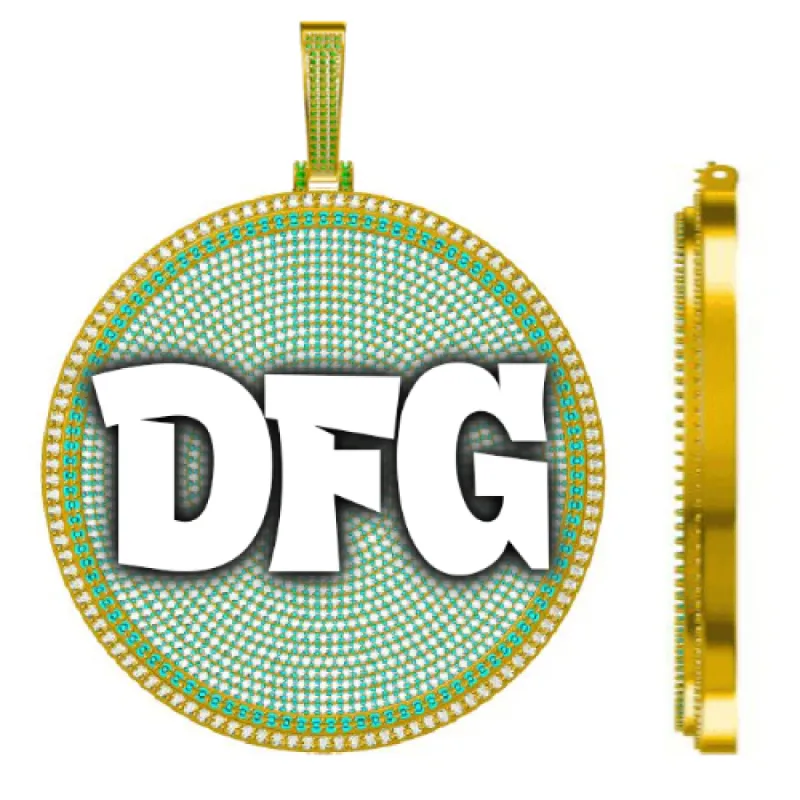 CUSTOM LETTER NECKLACE 3D BIG DISC sold by The GUU Shop