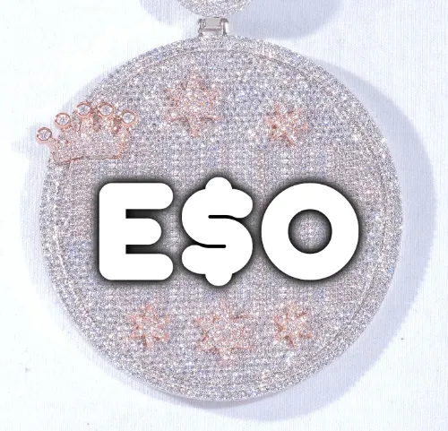 CUSTOM LETTER NECKLACE 3D BIG CROWN DISC sold by The GUU Shop