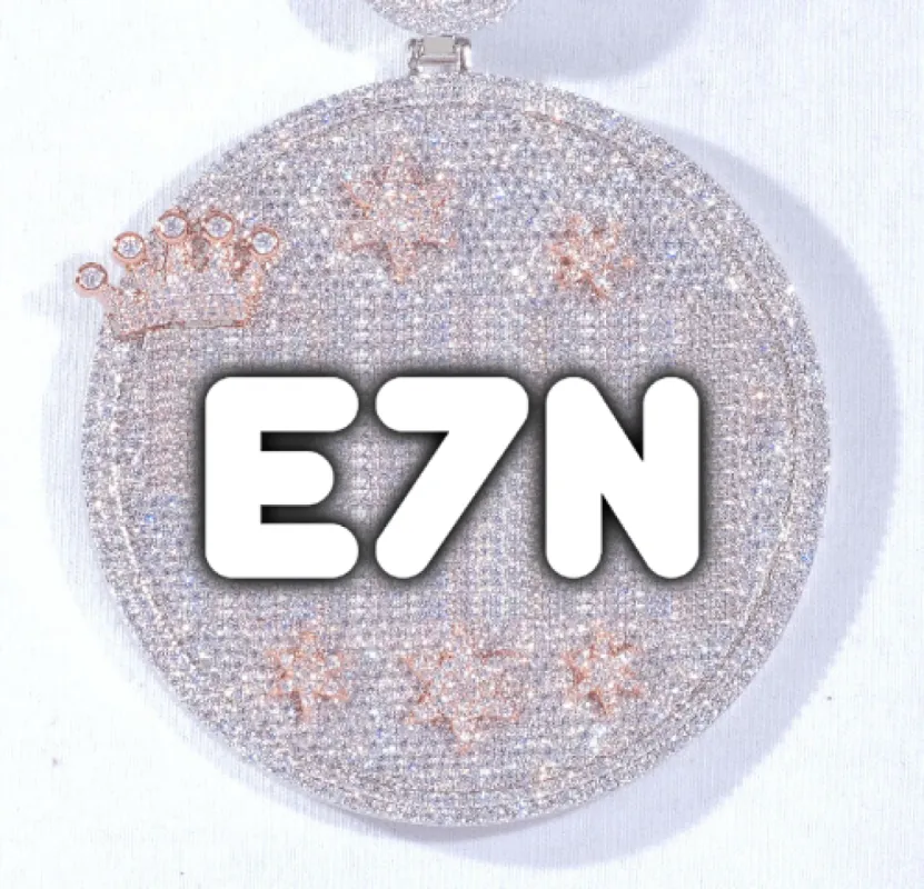 CUSTOM LETTER NECKLACE 3D BIG CROWN DISC sold by The GUU Shop