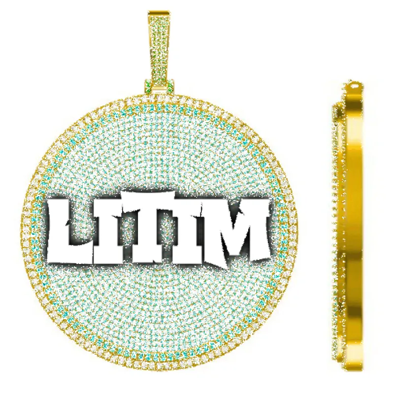 CUSTOM LETTER NECKLACE 3D BIG DISC sold by The GUU Shop