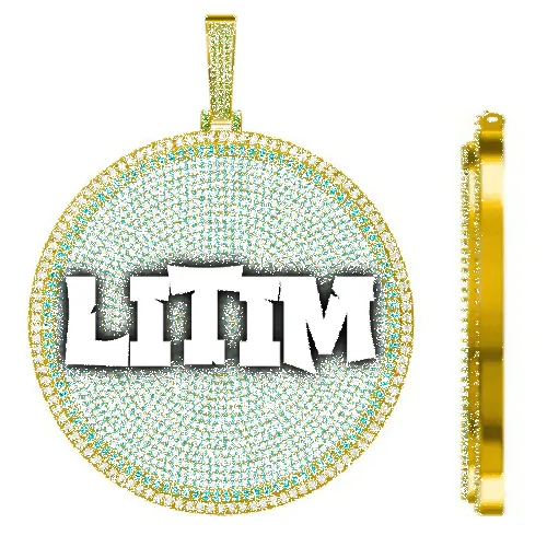 CUSTOM LETTER NECKLACE 3D BIG DISC sold by The GUU Shop