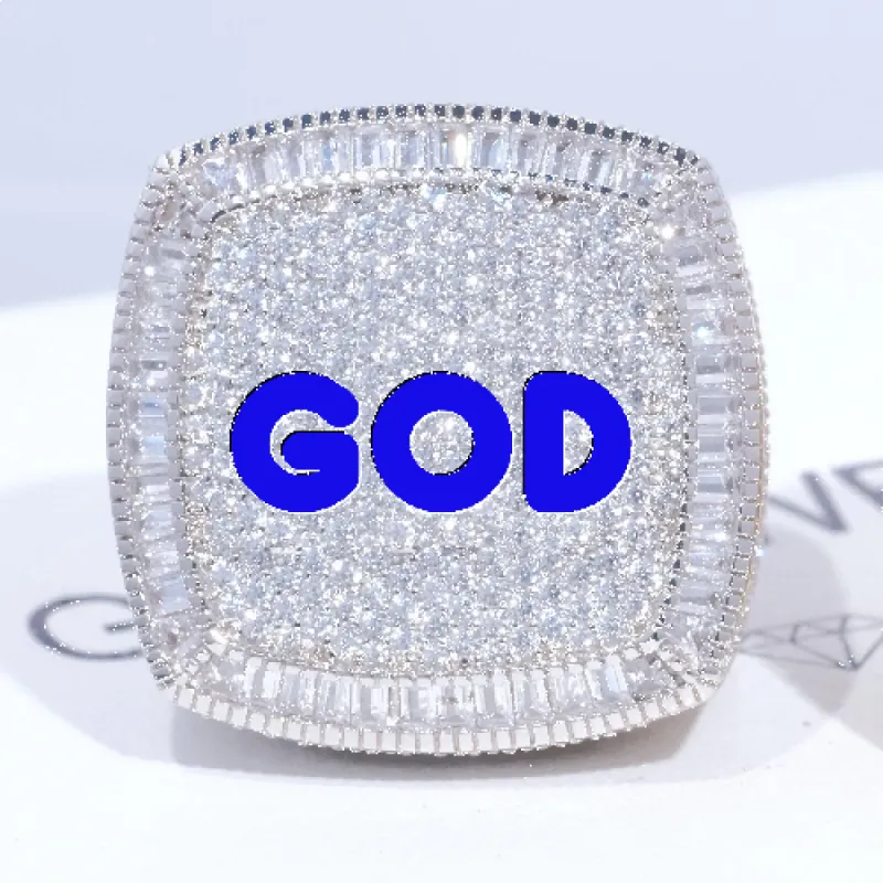 CUSTOM LETTER 3D ICED RING sold by The GUU Shop
