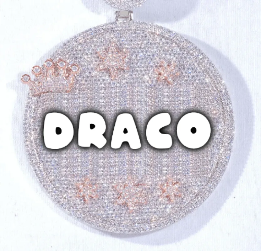 CUSTOM LETTER NECKLACE 3D BIG CROWN DISC sold by The GUU Shop