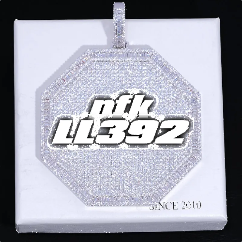 CUSTOM LETTER NECKLACE 3D BIG OCTAGON sold by The GUU Shop