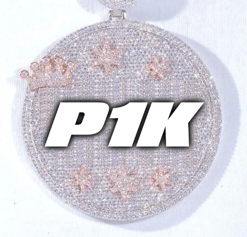 CUSTOM LETTER NECKLACE 3D BIG CROWN DISC sold by The GUU Shop