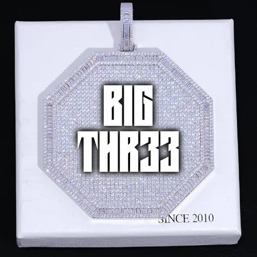 CUSTOM LETTER NECKLACE 3D BIG OCTAGON sold by The GUU Shop