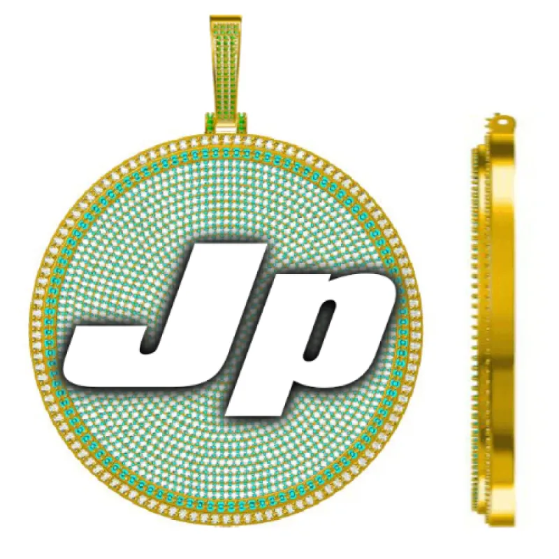 CUSTOM LETTER NECKLACE 3D BIG DISC made by The GUU Shop