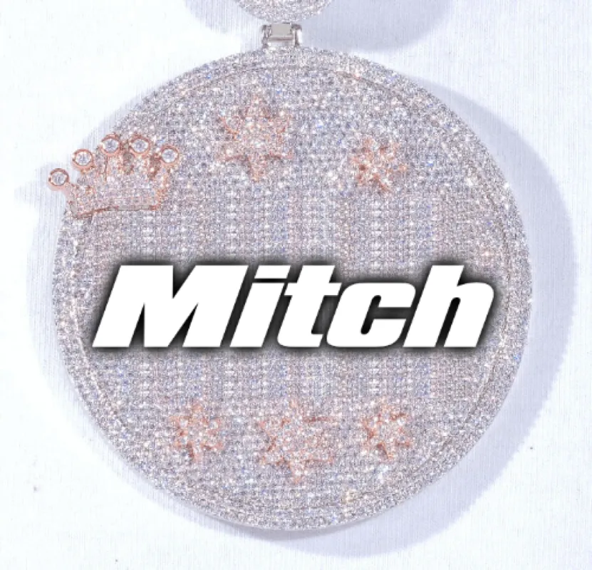 CUSTOM LETTER NECKLACE 3D BIG CROWN DISC sold by The GUU Shop