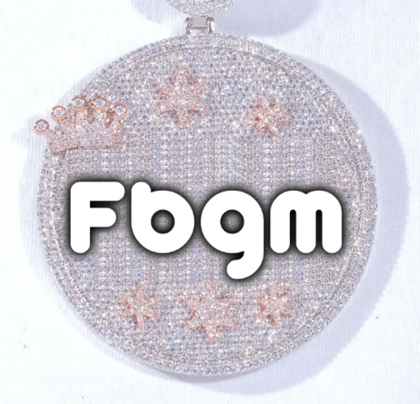 CUSTOM LETTER NECKLACE 3D BIG CROWN DISC sold by The GUU Shop