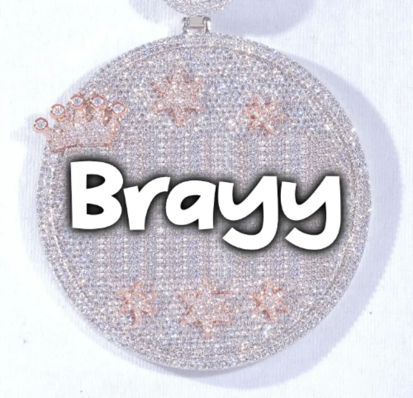 CUSTOM LETTER NECKLACE 3D BIG CROWN DISC made by The GUU Shop