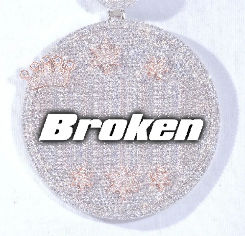 CUSTOM LETTER NECKLACE 3D BIG CROWN DISC sold by The GUU Shop