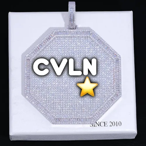 CUSTOM LETTER NECKLACE 3D BIG OCTAGON sold by The GUU Shop