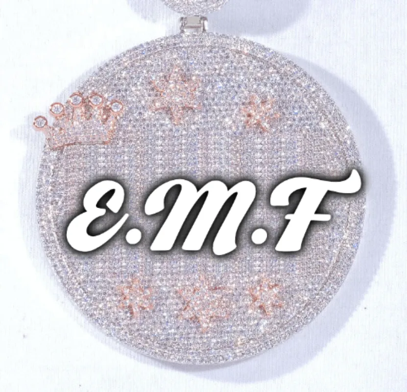 CUSTOM LETTER NECKLACE 3D BIG CROWN DISC sold by The GUU Shop