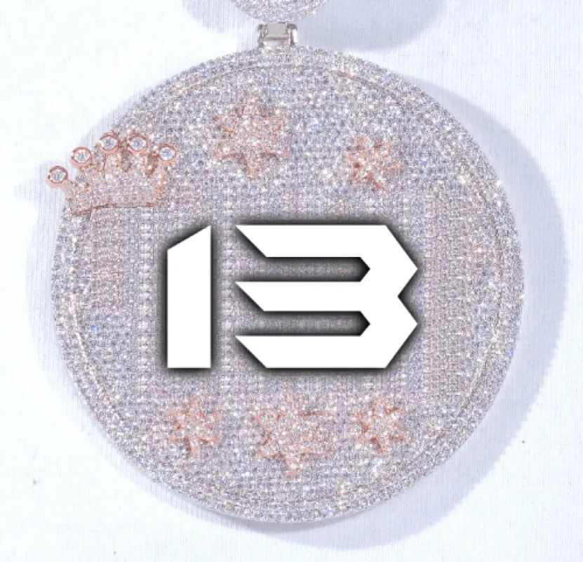 CUSTOM LETTER NECKLACE 3D BIG CROWN DISC sold by The GUU Shop