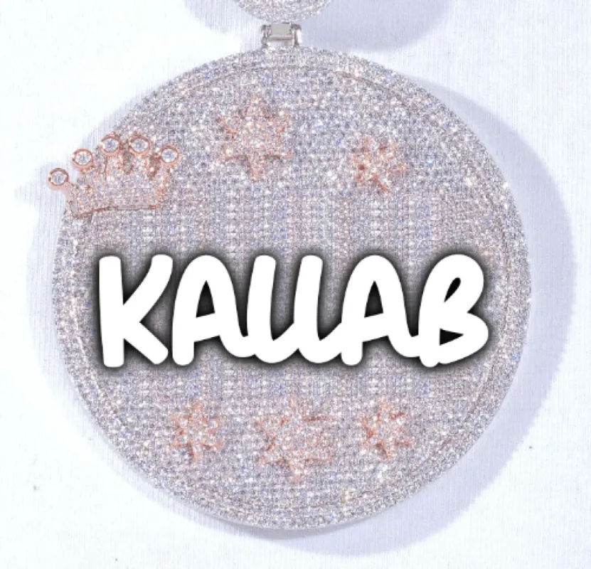 CUSTOM LETTER NECKLACE 3D BIG CROWN DISC sold by The GUU Shop