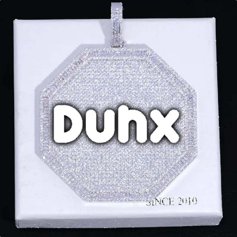 CUSTOM LETTER NECKLACE 3D BIG OCTAGON sold by The GUU Shop