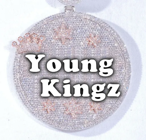 CUSTOM LETTER NECKLACE 3D BIG CROWN DISC sold by The GUU Shop