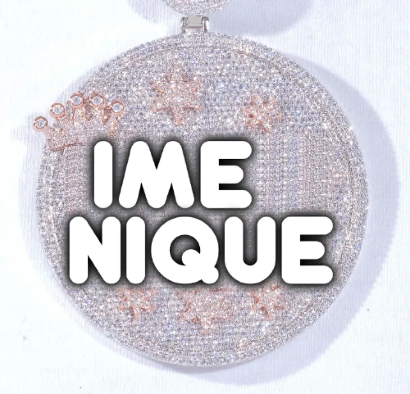 CUSTOM LETTER NECKLACE 3D BIG CROWN DISC sold by The GUU Shop