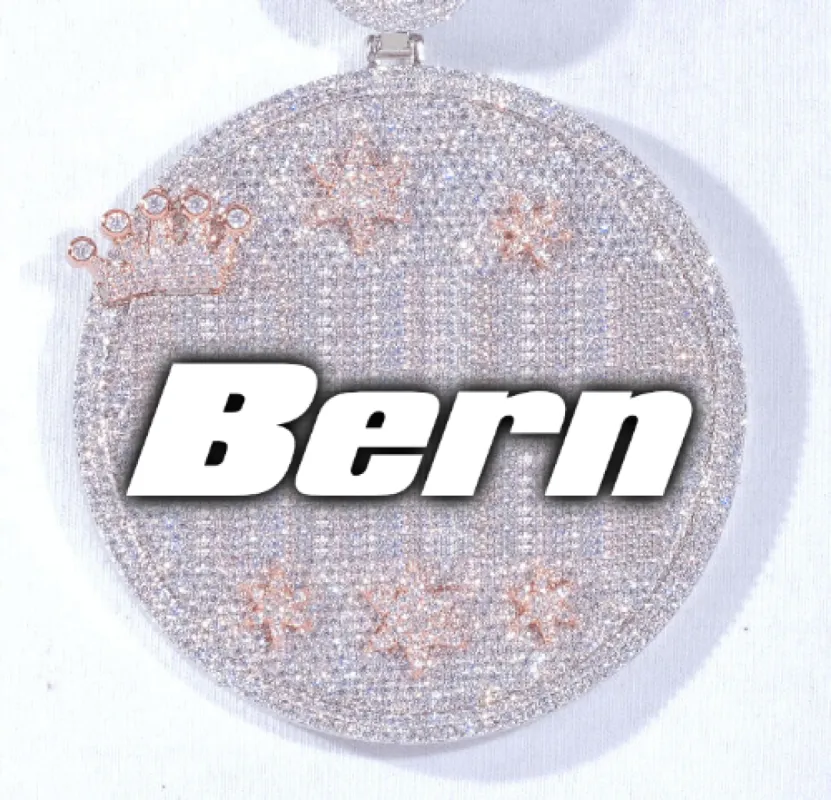 CUSTOM LETTER NECKLACE 3D BIG CROWN DISC sold by The GUU Shop