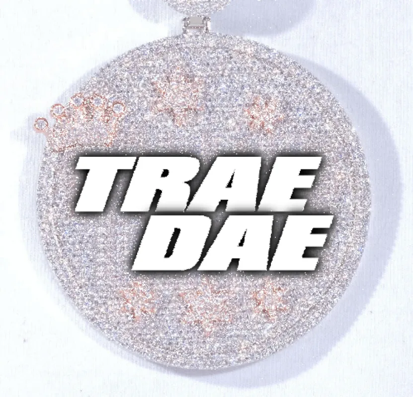 CUSTOM LETTER NECKLACE 3D BIG CROWN DISC sold by The GUU Shop