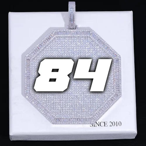 CUSTOM LETTER NECKLACE 3D BIG OCTAGON sold by The GUU Shop