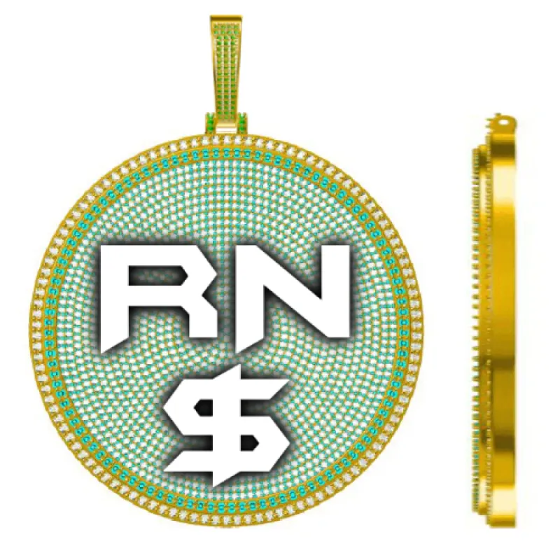 CUSTOM LETTER NECKLACE 3D BIG DISC sold by The GUU Shop