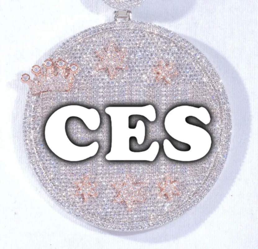 CUSTOM LETTER NECKLACE 3D BIG CROWN DISC sold by The GUU Shop