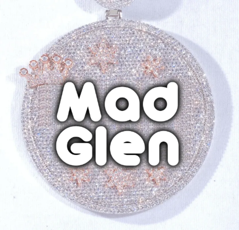 CUSTOM LETTER NECKLACE 3D BIG CROWN DISC sold by The GUU Shop