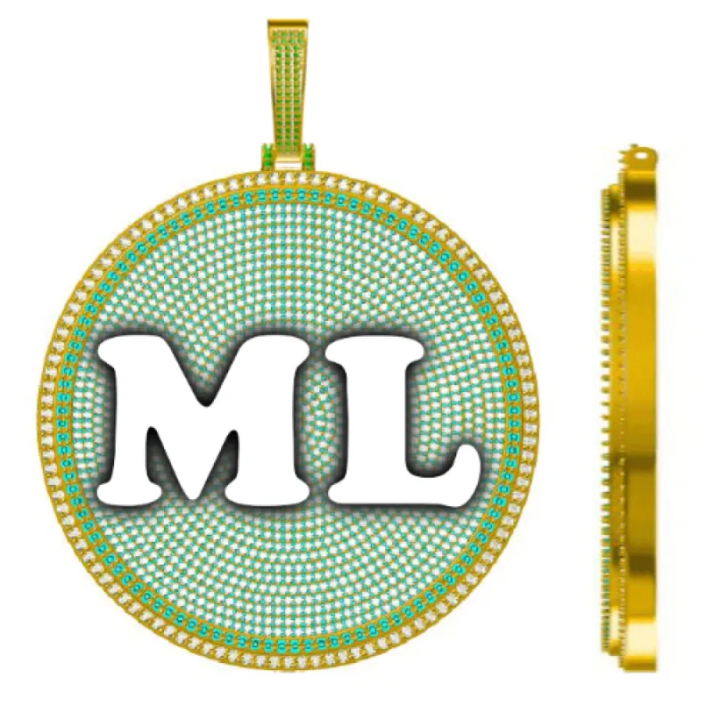 CUSTOM LETTER NECKLACE 3D BIG DISC made by The GUU Shop