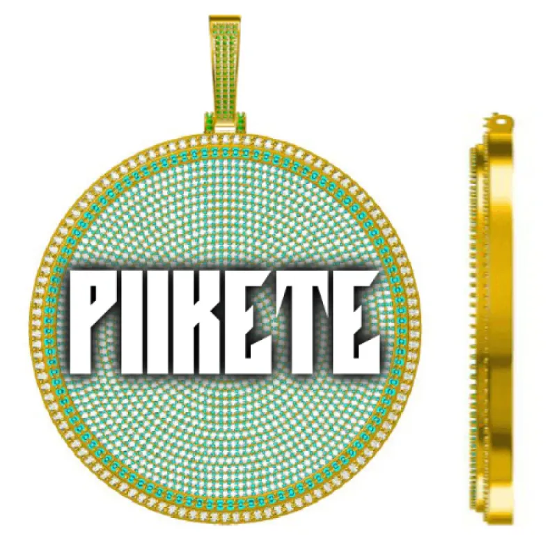 CUSTOM LETTER NECKLACE 3D BIG DISC sold by The GUU Shop