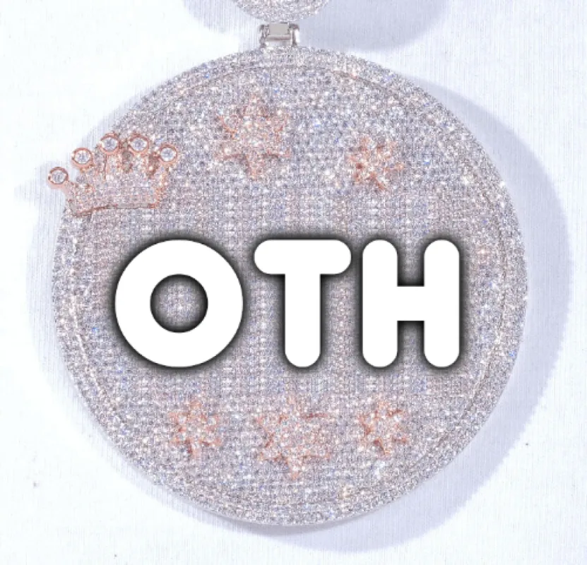 CUSTOM LETTER NECKLACE 3D BIG CROWN DISC sold by The GUU Shop