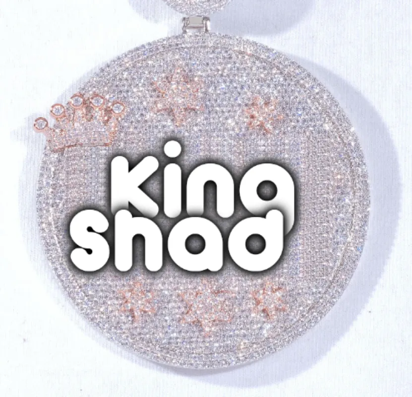 CUSTOM LETTER NECKLACE 3D BIG CROWN DISC sold by The GUU Shop