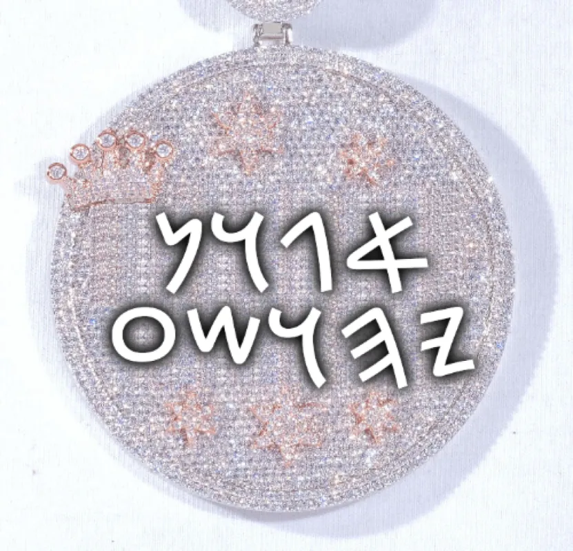 CUSTOM LETTER NECKLACE 3D BIG CROWN DISC sold by The GUU Shop