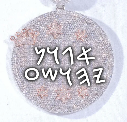 CUSTOM LETTER NECKLACE 3D BIG CROWN DISC sold by The GUU Shop