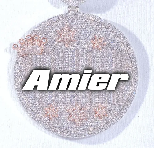 CUSTOM LETTER NECKLACE 3D BIG CROWN DISC sold by The GUU Shop