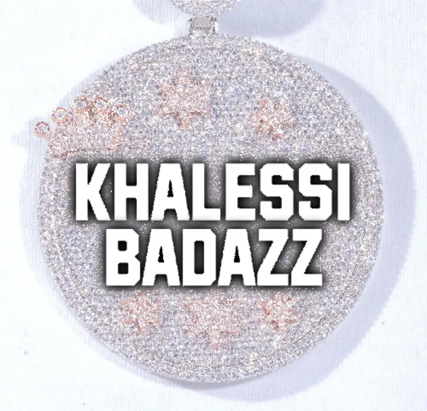 CUSTOM LETTER NECKLACE 3D BIG CROWN DISC sold by The GUU Shop