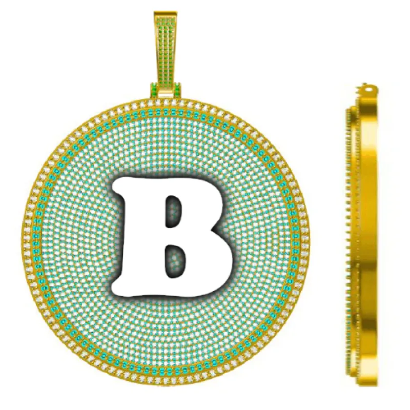 CUSTOM LETTER NECKLACE 3D BIG DISC sold by The GUU Shop