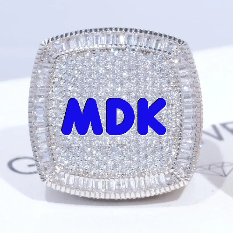 CUSTOM LETTER 3D ICED RING sold by The GUU Shop