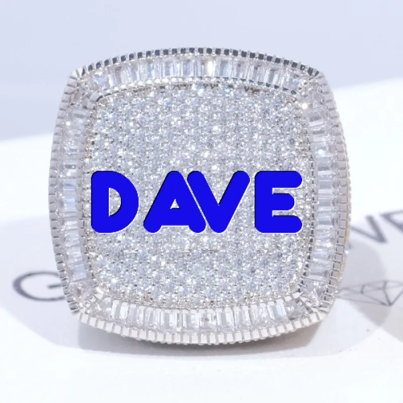 CUSTOM LETTER 3D ICED RING made by The GUU Shop